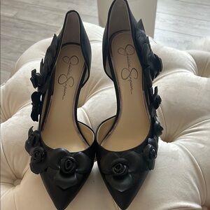 Jessica Simpson Black Rose Heels